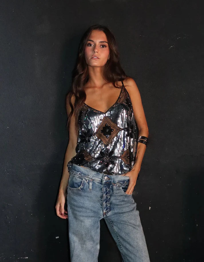 Lena™ | Glamouröses Perlen-Top